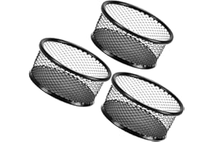 Milisten 3pcs Black Mesh Paper Clip Holder Organizer Set, Desk Paper Clip Container with Wire Mesh Bowls,