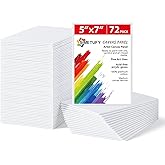 Simetufy 72 Pack Small Canvas Boards for Painting 5 x 7 inch, Flat Canvas Panels for Kids- Gesso Primed Acid-Free 100% Cotton for Acrylics Oil Watercolor Tempera Paints