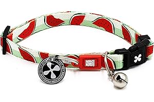 MAX & MOLLY URBAN PETS Max & Molly Cat & Kitten Collar with Bell & Breakaway Safety Buckle, Comfortable, Adjustable Size, Includes Gotcha QR Pet ID Tag, Watermelons