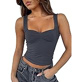 ForeFair Women Sleeveless Sexy Backless Going Out Crop Top Y2K Strappy Ruched Tank Top Summer Tight Slim Fit Cute Tops