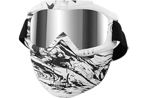GGBUY Motorcycle Goggles with Detachable Face Mask, Protective Full Face Motocross Goggles ATV Dirt Bike MX Riding Offroad Racing Paintball Goggles CS Airsoft Mask Anti-Fog Windproof for Men Women
