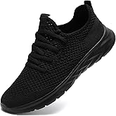 Womens Running Shoes Lightweight Tennis Slip On Walking Shoes Breathable Sneakers for Gym Travel Work All Black 6.5