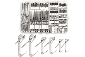 Hoeine 200 Pieces Picture Hangers, 3 Sizes Picture Hanging Kit Including 10lb/30lb/50lb Picture Hanging Hooks, Heavy Duty Picture Hooks with Nails for Drywall Wooden Wall (Silver)