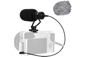 EACHSHOT Video Microphone Mic for Camera Canon, Nikon, Sony A7III A6500 A6400 A6300, Panasonic GH5 GH4, GoPro Mic Adapter, iPhone Vlog Vlogger w/ 3.5mm TRRS TRS Cable [NOT for Rebel T6]