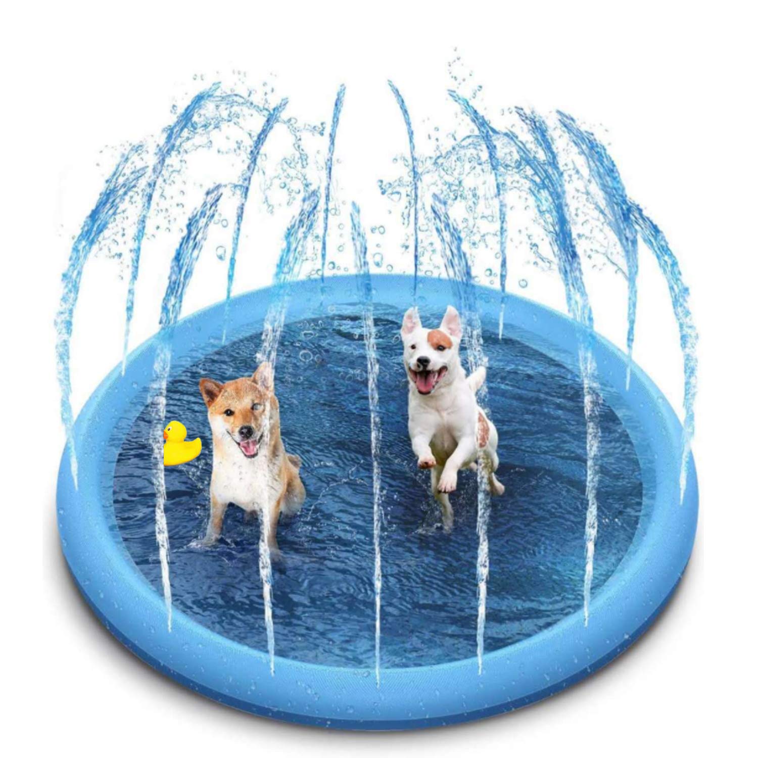Dog Pool,Paddling Pool for Pets, 67" Foldable Thickened Sprinkle Splash Water Play Mat, Pet Summer Water Spray Pad Wading Pool