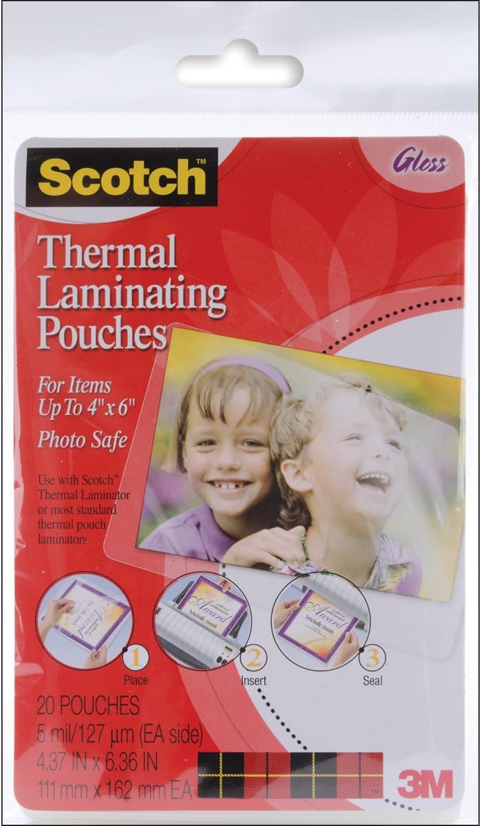3M Commercial Office Supply Div. Laminating Pouch, Photo, 4"X6", 20/Pk, Cl - 3M Commercial Office Supply Div. Laminating Pouch, Photo, 4"X6", 20/Pk, Cllaminating Pouches Are Designed For Use With The
