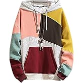 Moshtashio Hoodies for Men Color Block Hoodie with Design Hip Hop Colorful Hooded Pullover Novelty Sweatshirt