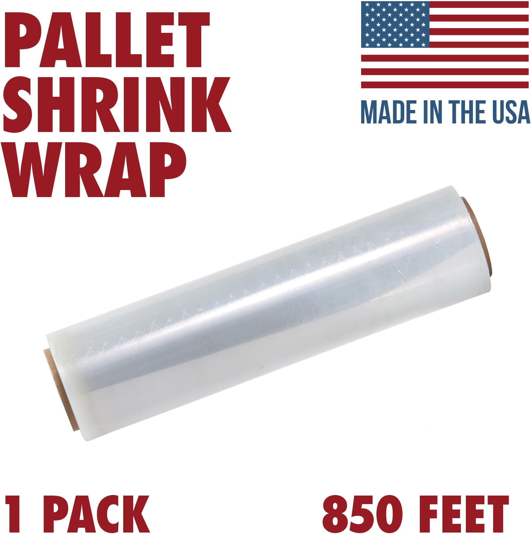 18 Inch X 850 feet Tough Pallet Shrink Wrap, 80 Gauge Industrial Strength, Commercial Grade Strength Film, Moving & Packing Wrap, For Furniture, Boxes, Pallets (1-Pack)