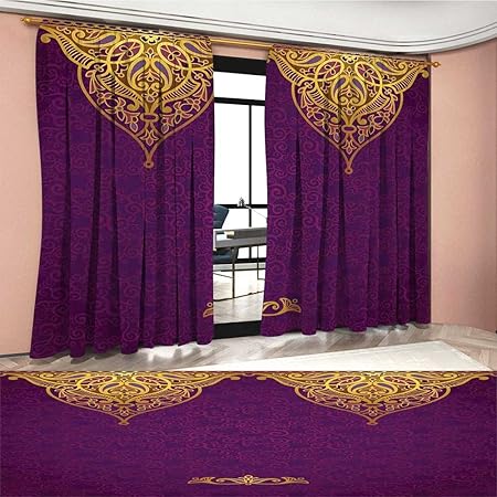 Martindecor Purple Room Darkening Wide Curtains Eastern Oriental