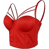 ELLACCI Women's Sexy Cut Cross Strappy Gothic Bustier Tops Caged Cropped Top Black