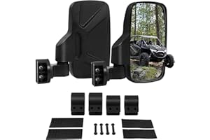 UTV Side Mirrors with 1.65" to 2" Roll Cage Bar, 360° Rotate Adjustable Rearview Mirror, Side by Side Mirrors for Polaris RZR