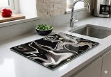 Acense Tempered Glass Worktop Saver 40 x 30 cm Black Chopping Board view 3