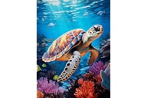Meothan Turtle Diamond Art Kits for Adults, Sea Turtle Diamond Painting Kits for Adults Beginners Full Drill Round 5D Paint with Diamonds Pictures Gem Art Painting Kits DIY Crafts Kits 12x16In