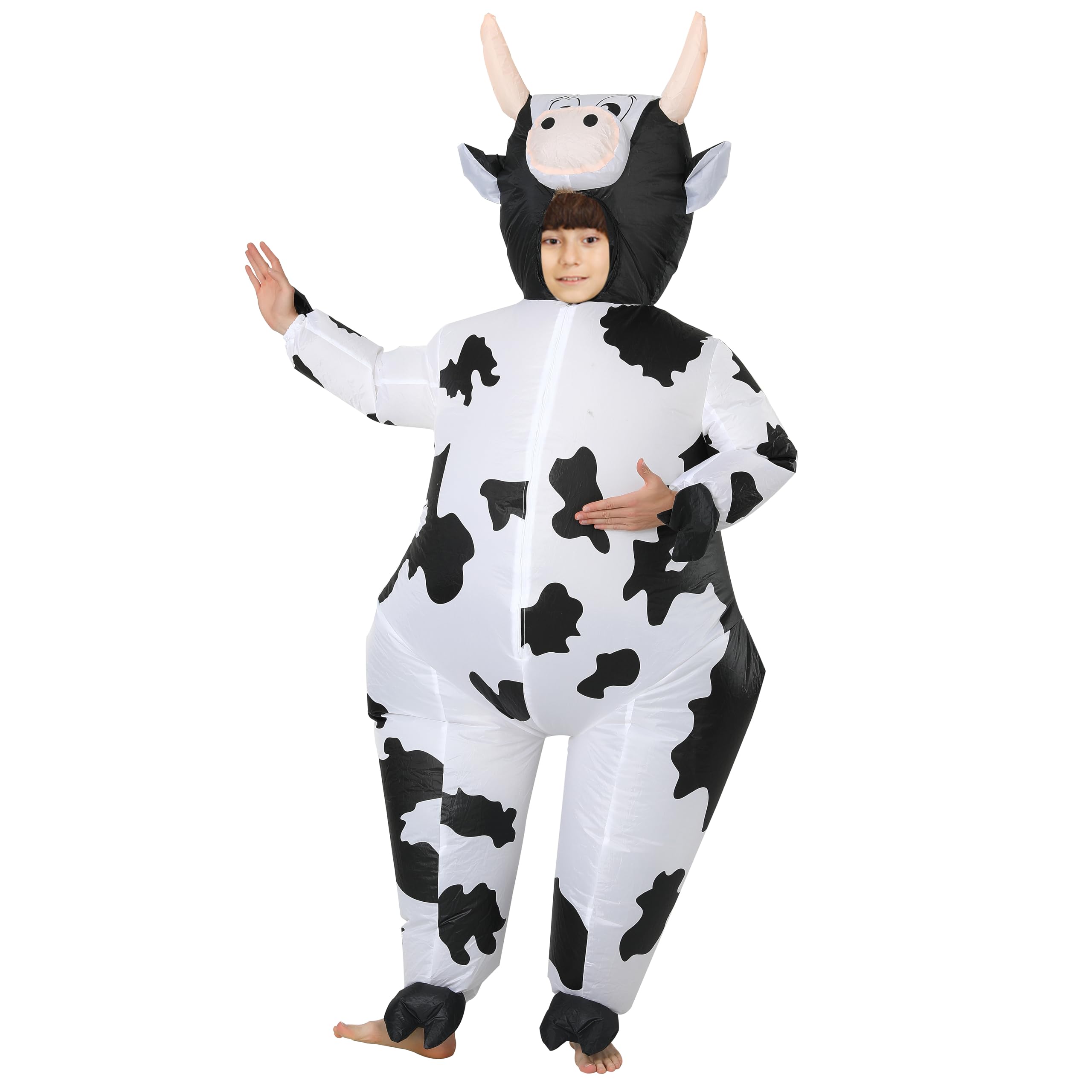 FXICH Inflatable Cow Costume for Kids, Carnival Dress Up, Unisex (White, 120-150cm)