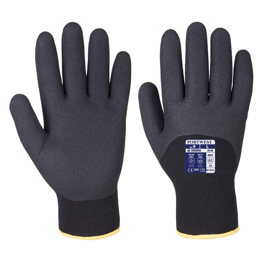 Portwest A146 Twin Lined Flexible Arctic Winter Glove Black, XX-Large