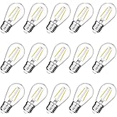 VISTERLITE Shatterproof S14 Replacement LED Light Bulbs, 2W, Equivalent to 11-25 Watt, Warm White 2200K, Outdoor String Lights Vintage Edison Bulb, E26 Medium Base, 15-Pack