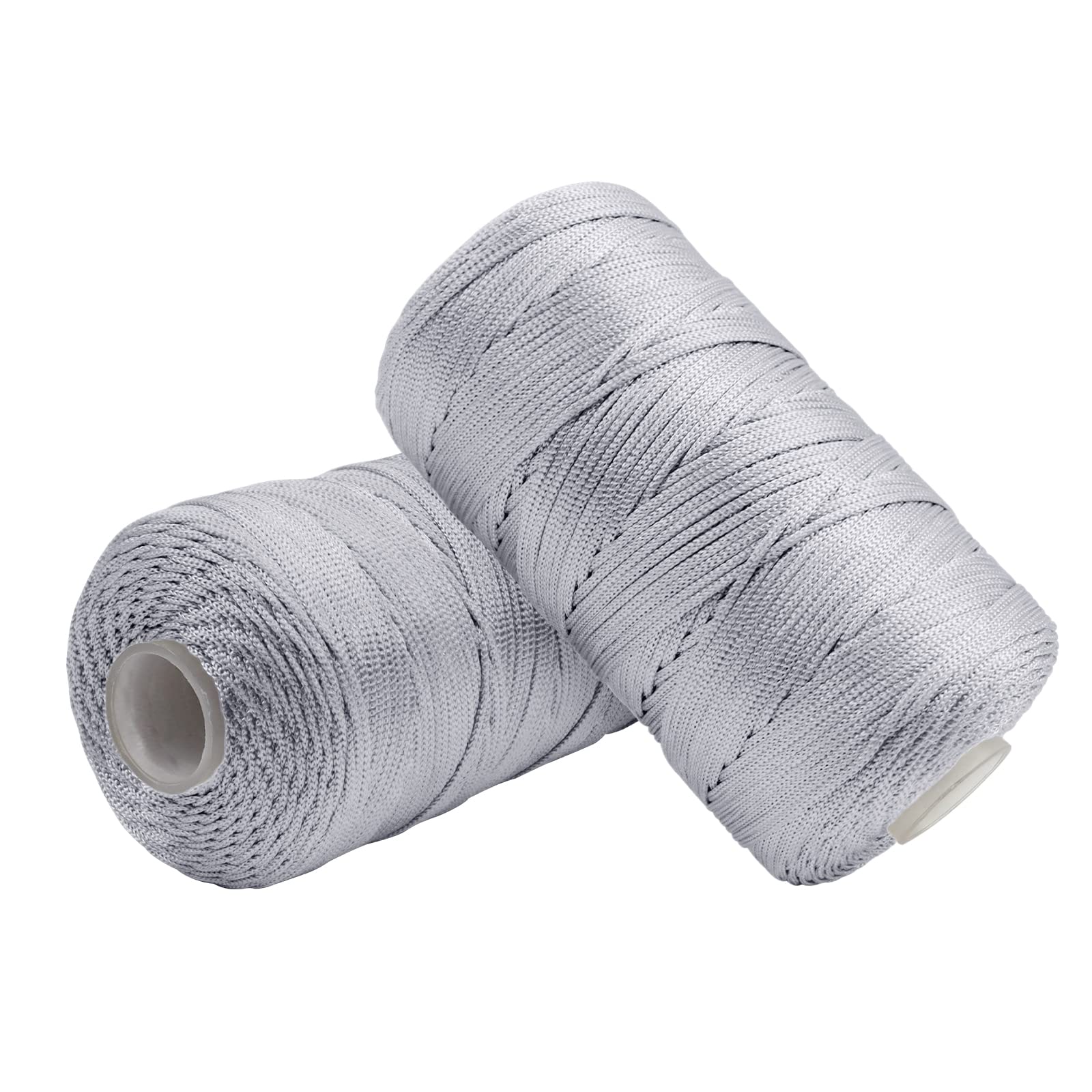 Uiopa Macrame Cord 1.5mm x 400m, Nylon Macrame Yarn for Crochet and Knitting, Light Gray Crochet Yarn for Wall Hangings, Dream Catchers, Jewelry Making, DIY Craft Project