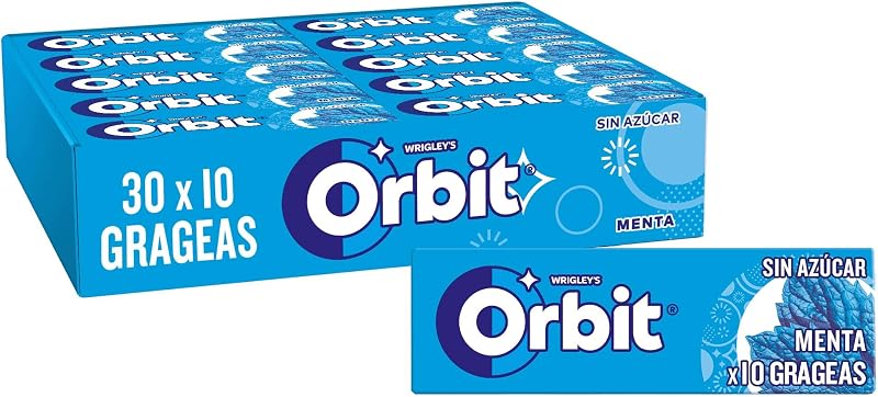 Gomas Aromatizadas de Hortelã Sem Açúcar Orbit, Frescas, Intensas e de Longa Duração em formato Tablet (30 x 10 pastilhas elásticas)