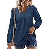 siliteelon Womens Long Sleeve Tunic Tops for Fall Fashion 2026 V-Neck Loose Fit Boho Shirt for Casual Holiday Dressy Work