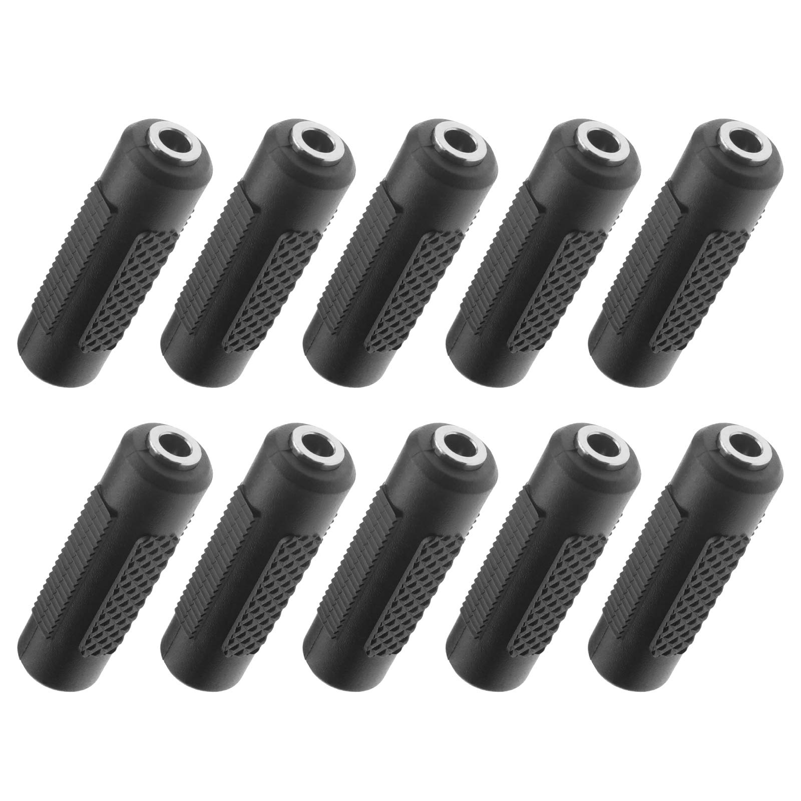 Be In Your Mind 10pcs Female to Female 3.5mm Stereo Jack Adapters Audio Coupler Straight-through Extension Cord Connectors Adaptors Nickel Plated Contacts