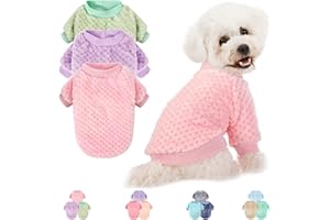POMIU Dog Sweater, 3 Pack Dog Sweaters for Small Medium Dogs or Cat, Warm Soft Flannel Pet Clothes for Dogs Girl or Boy, Dog Shirt Coat Jacket (Medium, Pink+Purple+Light Green)