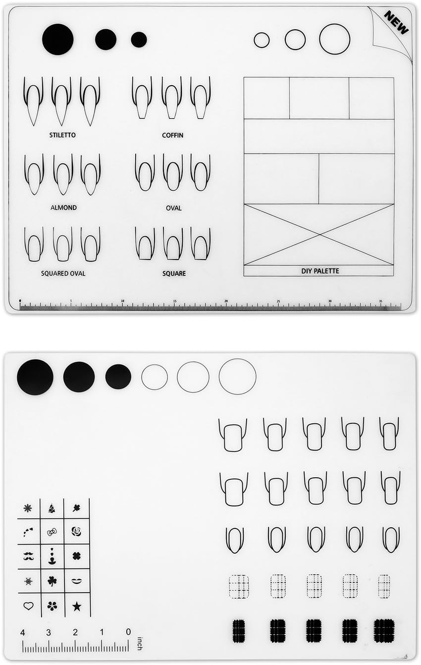 Sinsun Silicone Nail Art Stamping Mat Polish Workstation Decal Maker Table Mat Manicure Tool - 2 Sheets