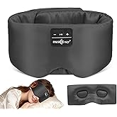 MUSICOZY 3D Silk Bluetooth Sleep Mask Headphones, Mulberry Silk Eye Mask with Ultra-Thin Wireless Speakers, Bluetooth 5.4 Sleeping Headphones for Side Sleepers, Music Sleep Mask Gifts for Men Women