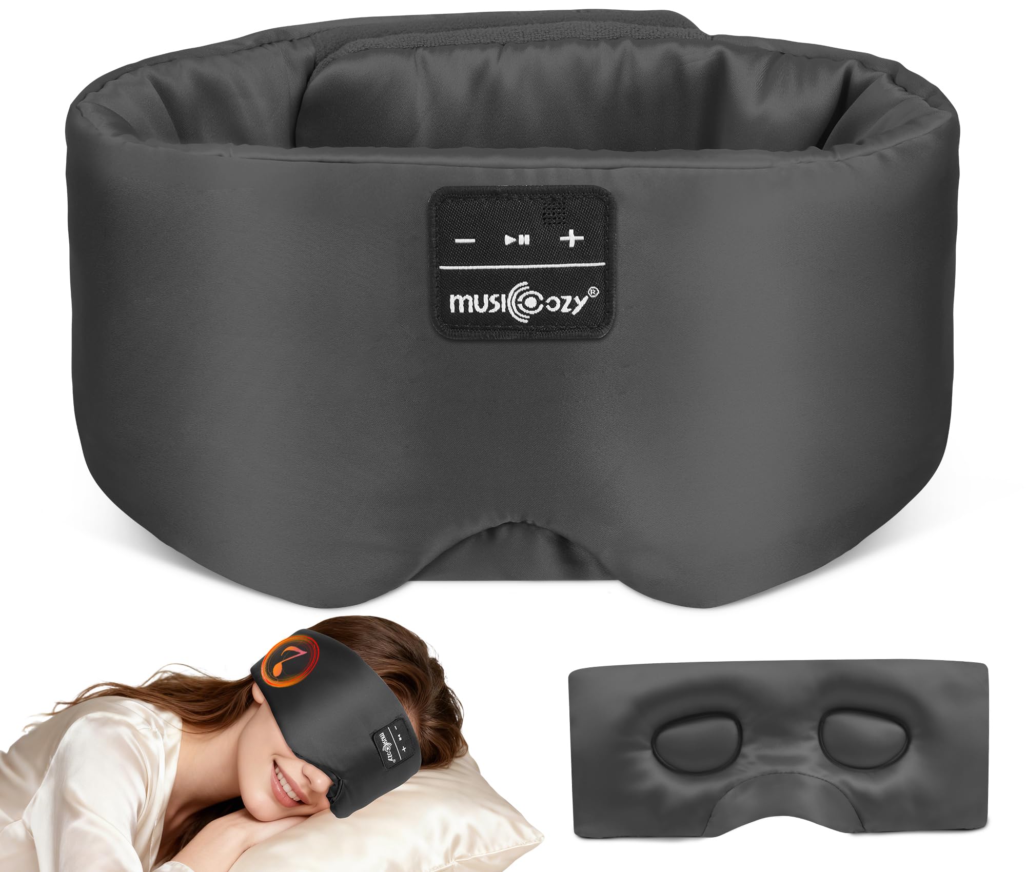 Photo 1 of MUSICOZY 3D Silk Bluetooth Sleep Mask Headphones, Mulberry Silk Eye Mask with Ultra-Thin Wireless Speakers, Bluetooth 5.4 Sleeping Headphones for Side Sleepers, Music Sleep Mask Gifts for Men Women
