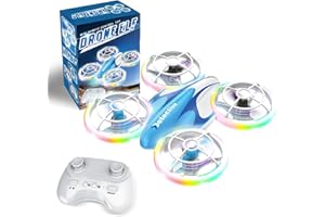 Mini Drone for Kids and Beginners, Mini RC Quadcopter with 360° Swivel, Headless Mode, One Key Up/Descent, Colorful LED Light