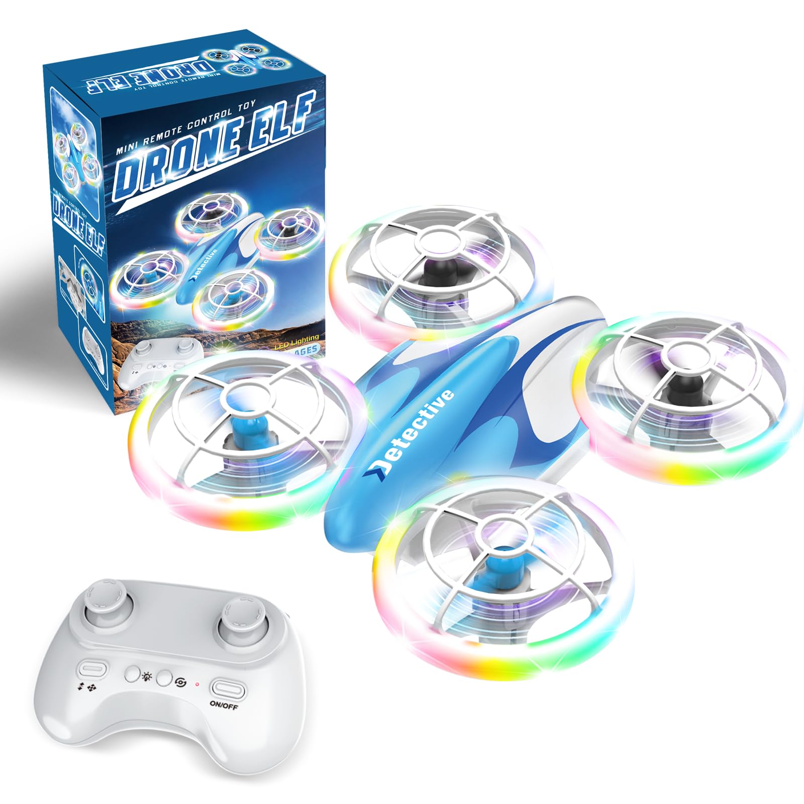 Mini RC Drone for Kids, Small Quadcopter Drone Toy with LED Lights, Altitude Hold, Headless Mode & 3D Flip, Easy to Fly Beginner Drone with Propeller Protection & 2 Batteries (Blue) — image 1