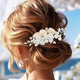 GORAIS Flower Wedding Hair Comb Shell Bridal Hair Piece Pearl Mermaid Beach Hair Accessories for Brides and Women