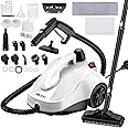 KROQO Steam Cleaner, Steam Mop with 23 Accessories, Powerful Multipurpose Portable Steamer for Cleaning to Remove Grime, Grease, for Multi-Purpose and Multi-Surface Floors, 16.4ft Power Cord, White