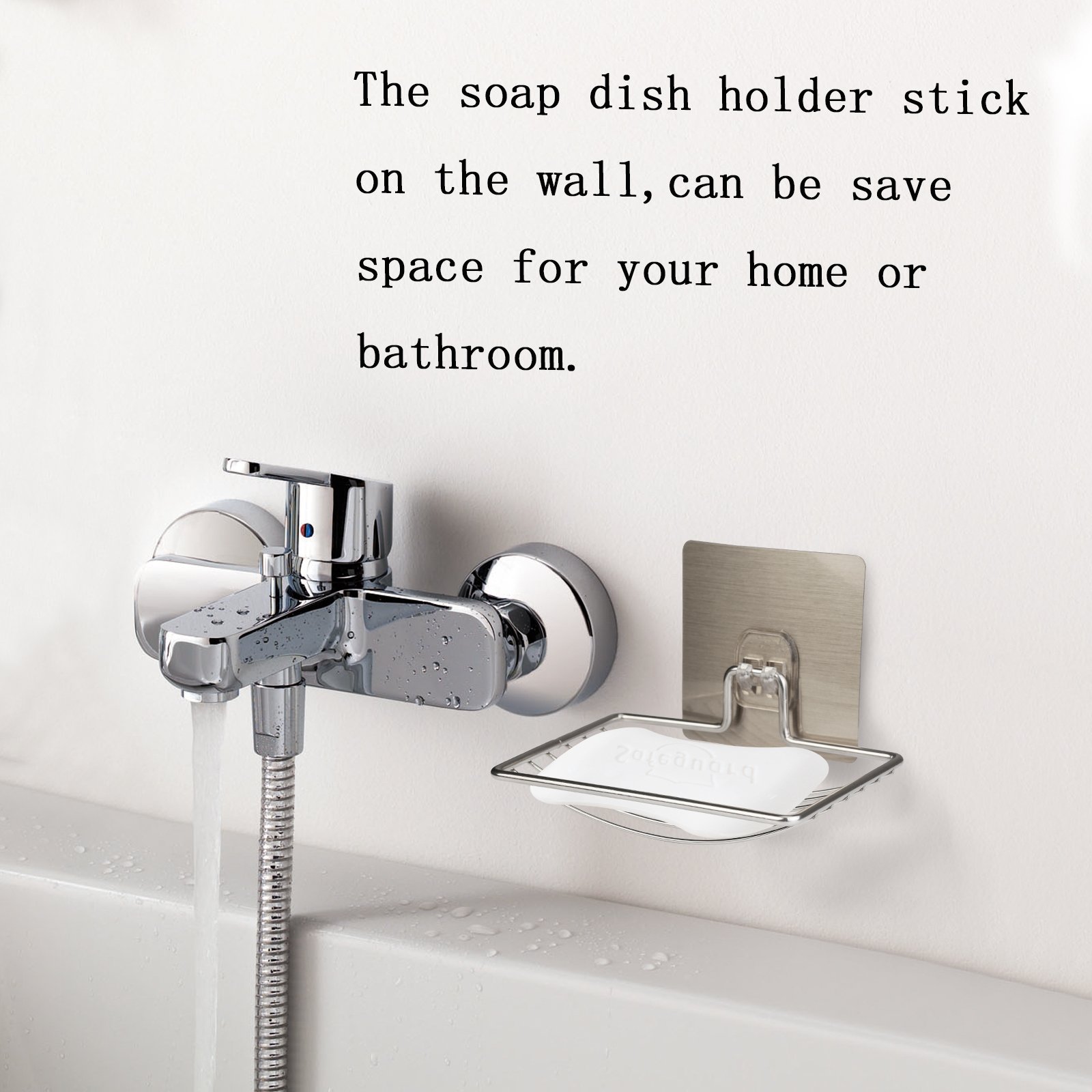 MEZOOM 2er Selbstklebende Seifenhalter, Edelstahl Seifenkorb WC Seifenablage Wand Montage ohne Bohren für Badezimmer Küche Schwämme, Bürsten, Seife