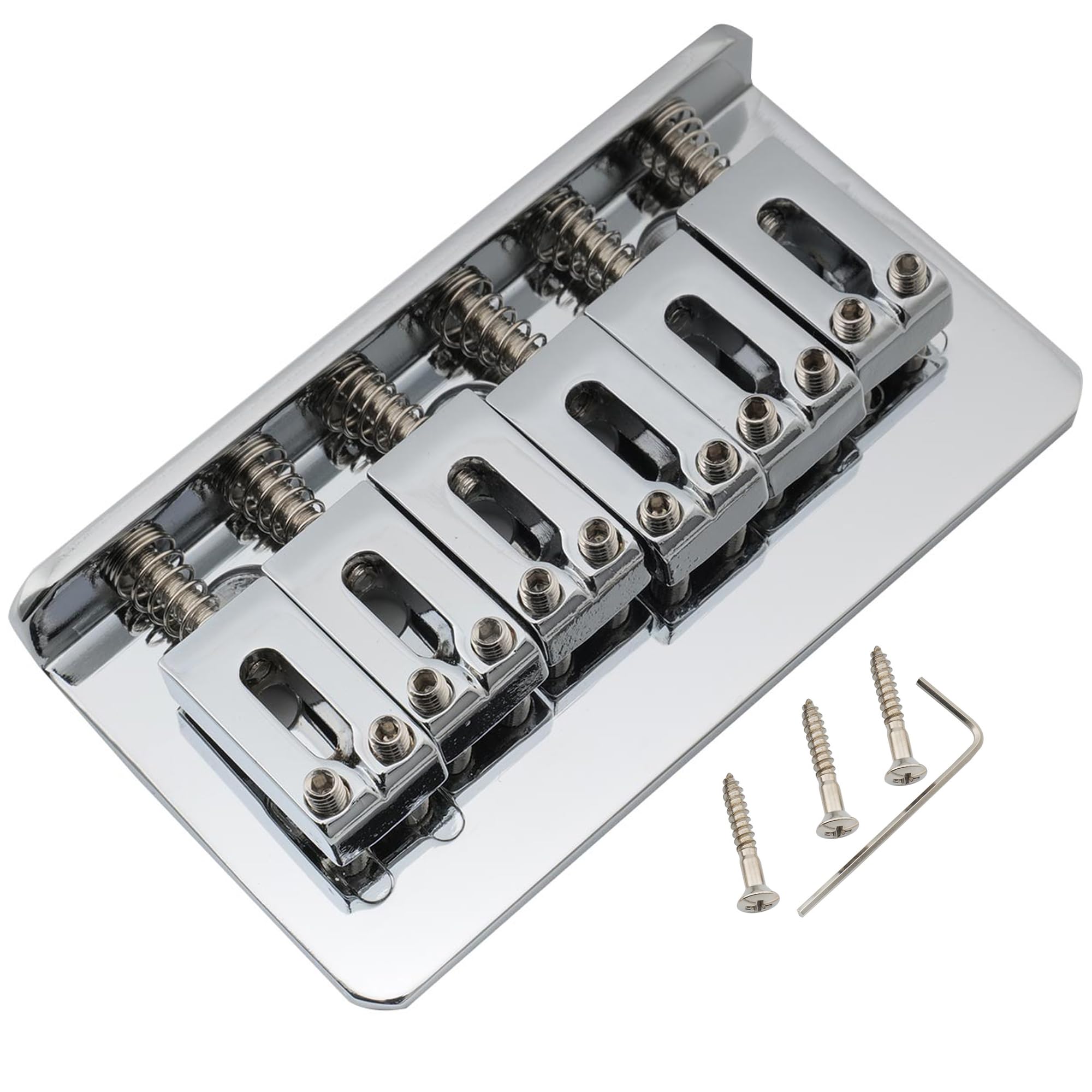 Musiclily Pro 54mm Modern Hardtail Fixed Bridge for Import Strat Tele Style Electric Guitar, Chrome