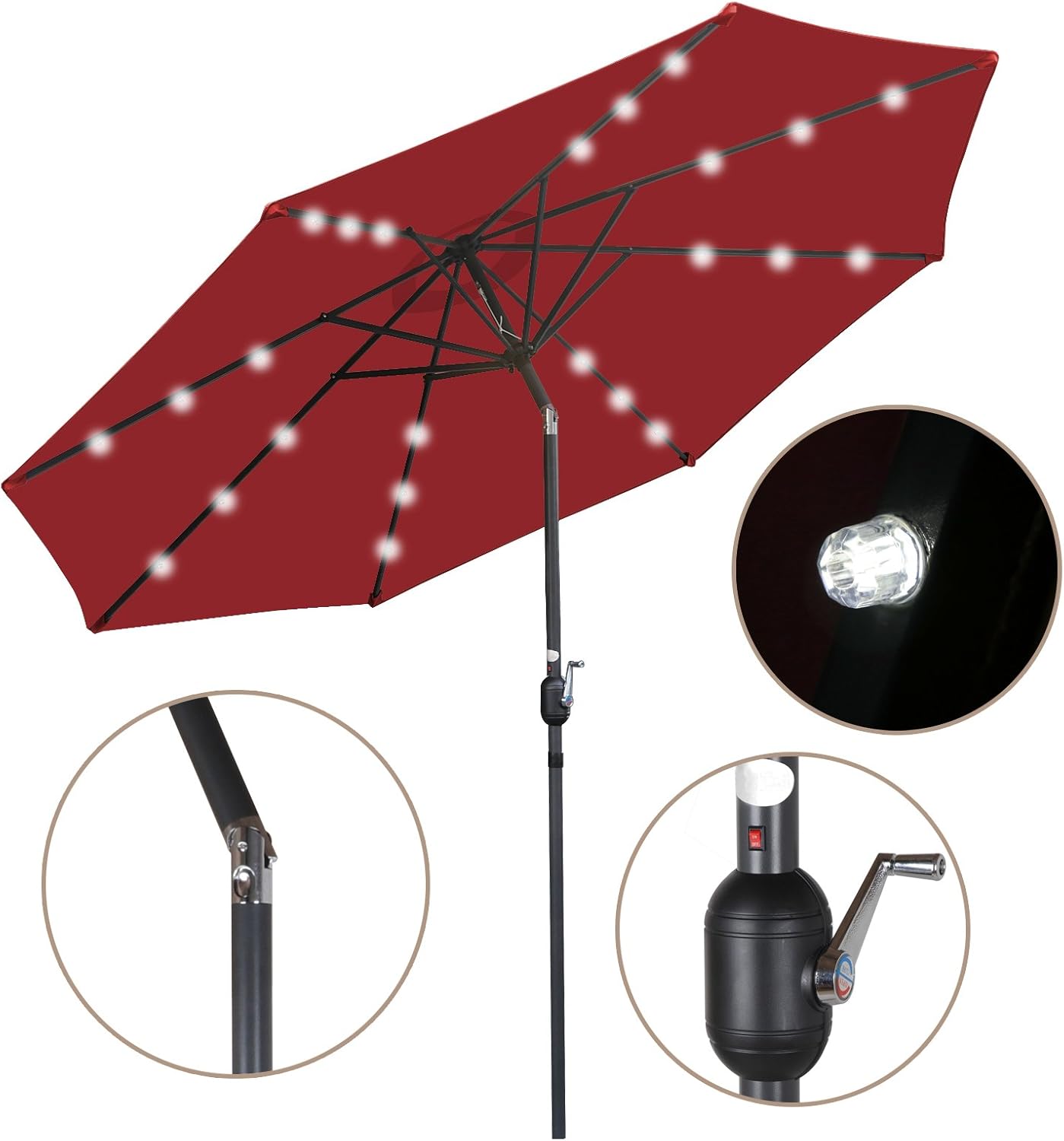 10ft solar led lighted patio umbrella