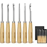 HAUTMEC Wood Carving Tools, 6-Piece Wood Chisel Sets, CRV Steel Blades with Rust-Resistant Electrolytic Coating, Fishtail V-Gouge Design for Fine Woodworking &amp; Detailing &ndash; HT0236
