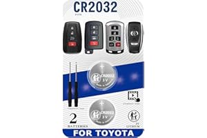 uuam Toyota Key Fob Battery Replacement Kit - for RAV4 Camry Corolla Highlander Prius Sienna Tacoma Tundra 4Runner Avalon CHR Sequioa Supra GR86 (Pack of 2) Smart Remote CR2032 3V Lithium Batteries