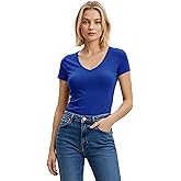 Emmalise Women's Short Sleeve T Shirt V Neck Tee Junior and Plus Sizes