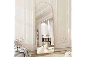 HARRITPURE 58"x18" Arched Full Length Mirror Floor Standing Mirror Leaning Hanging Mounted Aluminum Frame Modern Home Decor f