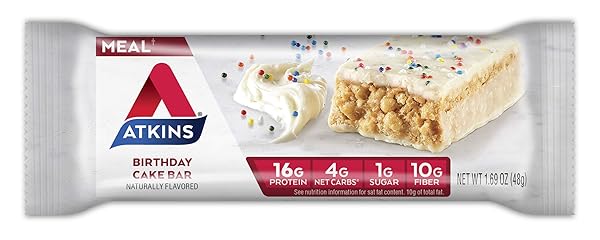 ATKINS BIRTHDAY CAKE PROTEIN MEAL BAR CRISPY & CREAMY WITH REAL ALMOND BUTTER KETO-FRIENDLY (5 BARS)
