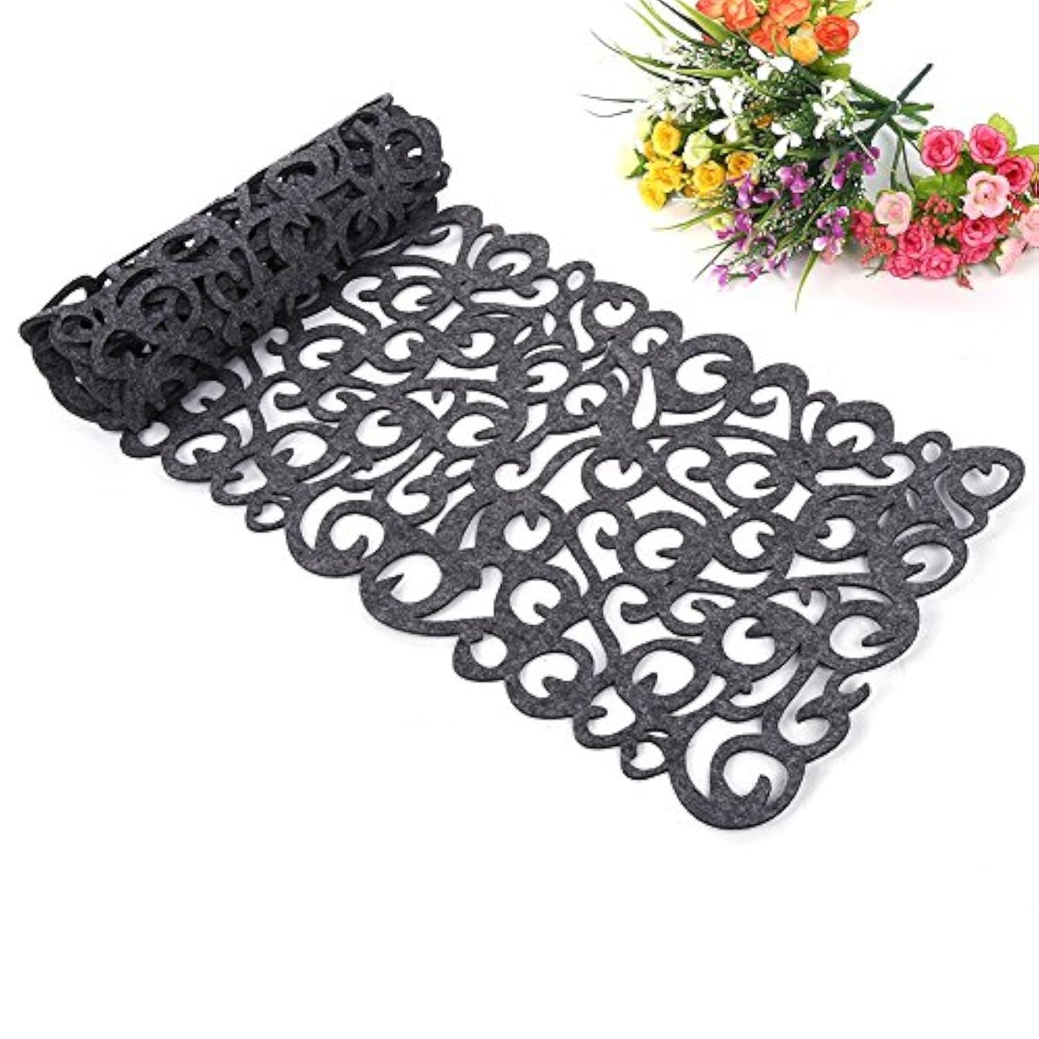 Table Runner，7 Colors Rectangle Shape Felt Tablecloth Runner Placemats Table Mats Household Decorations New for Rustic Weddings, Party Decorations and Crafts (Gray)