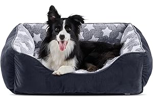 GASUR Small Dog Beds Small Size Dogs, Rectangle Washable Dog Bed, Orthopedic Dogs Sofa Bed, Pet Cuddler Anti-Slip Bottom, Soft Calming Sleeping Warming Puppy Bed (S (20"x 19"x 6"), Black)