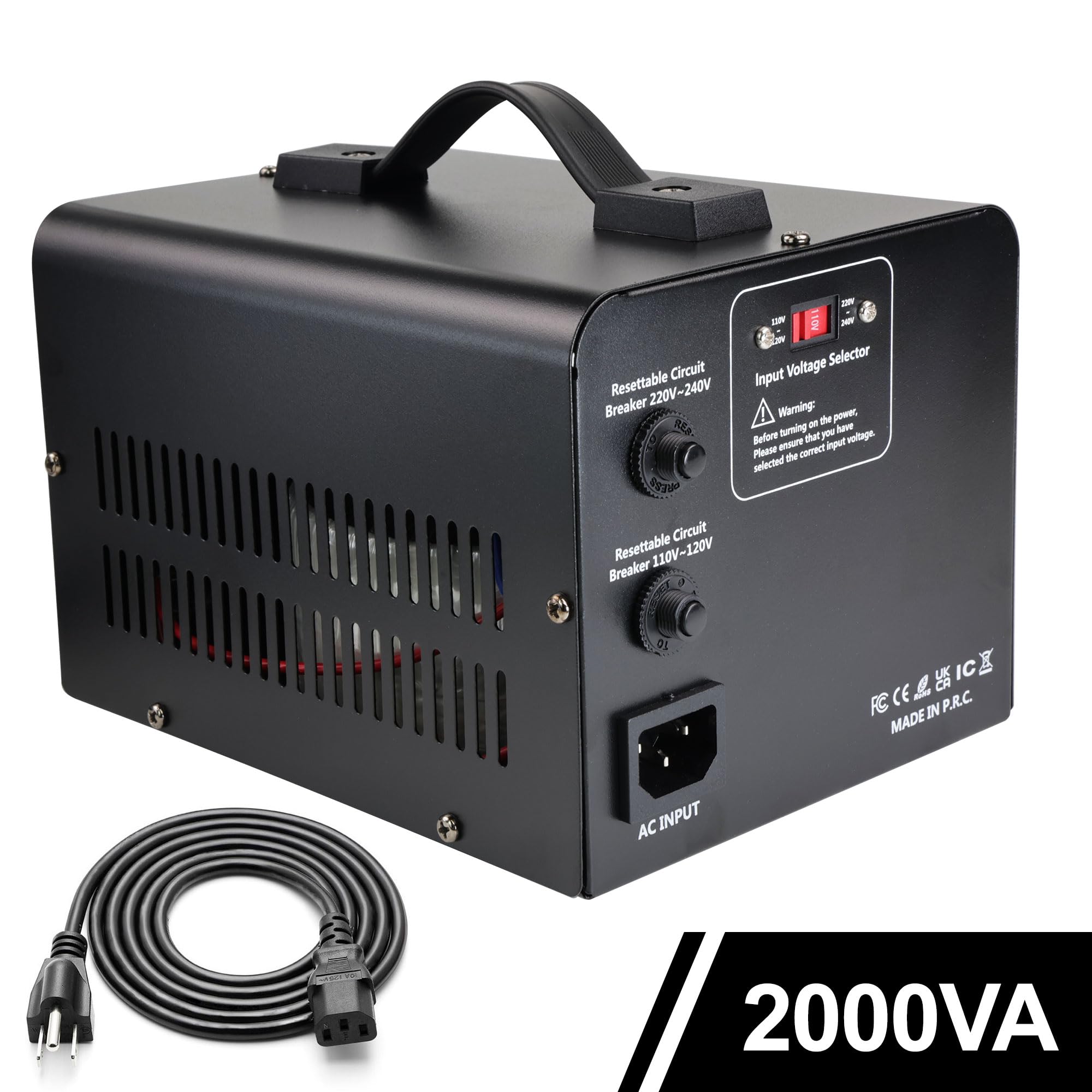Yinleader 2000W Step Up/Down Transformer,Convert 110/120V to 220/240 Volt OR Convert 220V to 110V Voltage Converter with 2US&2 EU outlets