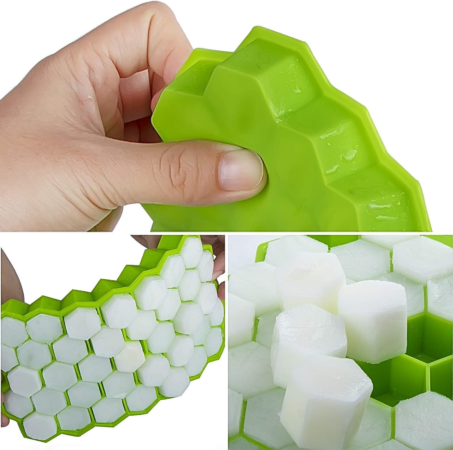 Ice Cube Trays, WETONG 2 Pack Silicone Ice Cube Molds with Lid Flexible 74-Ice Trays BPA Free, for Whiskey, Cocktail, Stackable Flexible Safe Ice Cube Molds: Kitchen & Dining