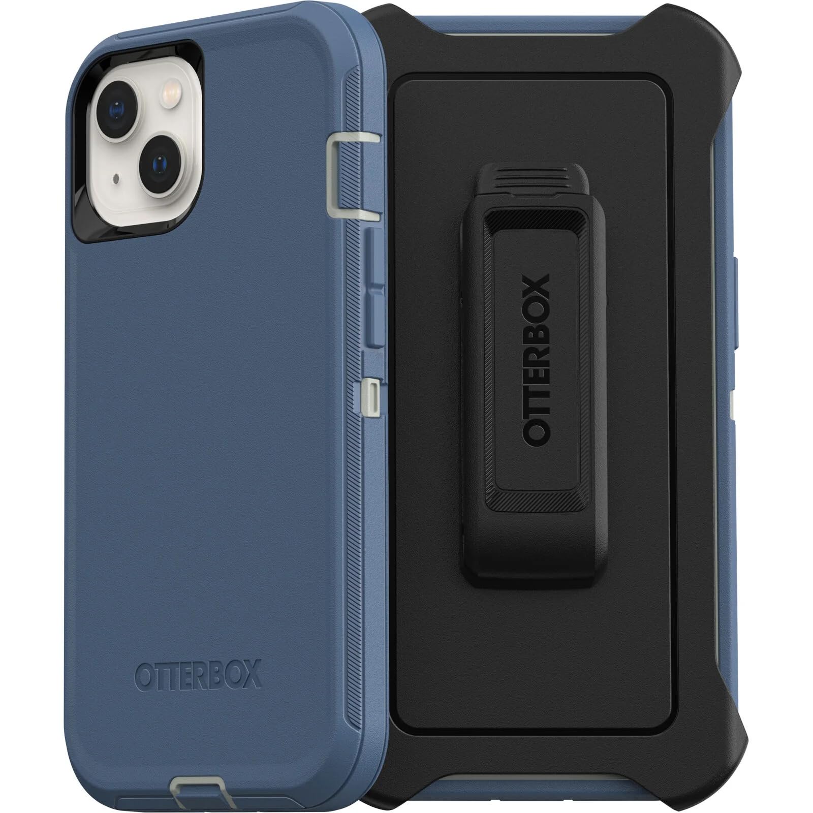 OtterBox iPhone 13 (Only) - Defender Series Case - Fort Blue - Rugged & Durable - with Port Protection - Includes Holster Clip Kickstand - Non-Retail Packaging