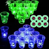 (Eyeball) The Halloween Glow in The Dark Beer Pong Set-Light up Beer Pong Cups for Indoor Outdoor Nighttime Competitive Fun,2