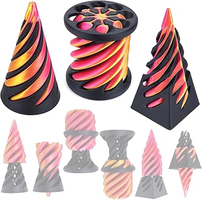 Jastown 3PCS Impossible Cone Fidget Toy Set 3D Printed Spiral Pyramid Stress