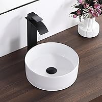 KARAMAG Bathroom Sink 12 Inch Round Vessel Sink Above Counter Porcelain Ceramic Small Sink Bowl Ceramic Vessel Sinks for Bath