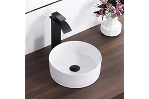 KARAMAG Bathroom Sink 12 Inch Round Vessel Sink Above Counter Porcelain Ceramic Small Sink Bowl Ceramic Vessel Sinks for Bathrooms Ideal for Small Space (12.2"x12.2"x4.3")