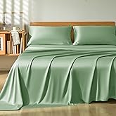 Homiest Queen Sheet Set 4pcs, 100% Rayon Derived from Bamboo Sheets, Cooling & Breathable Bedding for Hot Sleepers, Soft Luxury Sheets with 16" Deep Pocket, Hotel-Grade Silky Comfort (Sage Green)